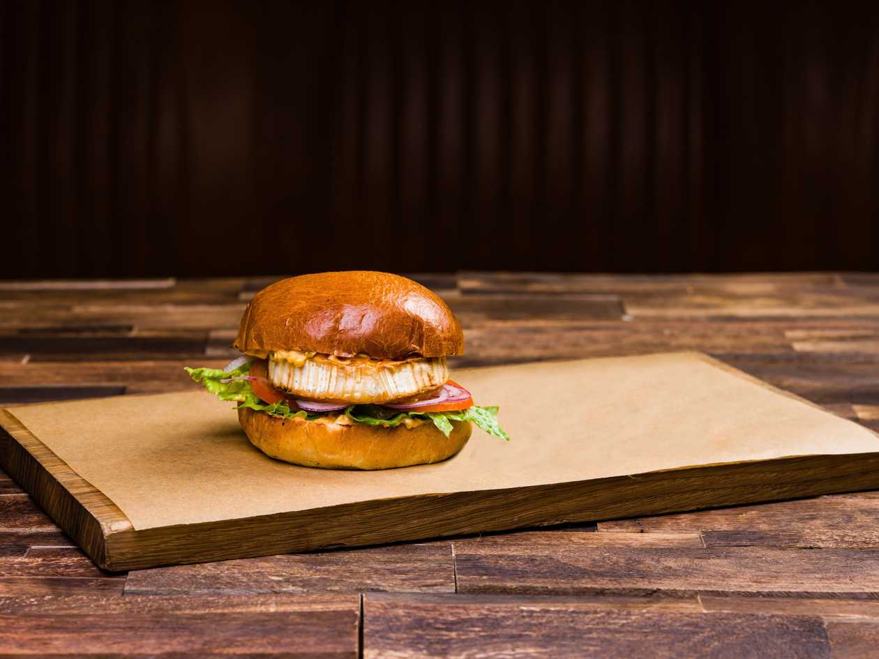 Burger with goat cheese steak
