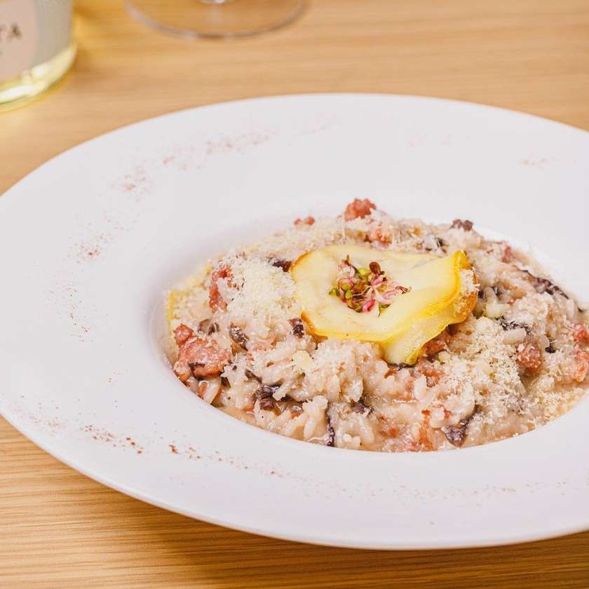 Risotto con Radicchio, Salsiccia E Taleggio