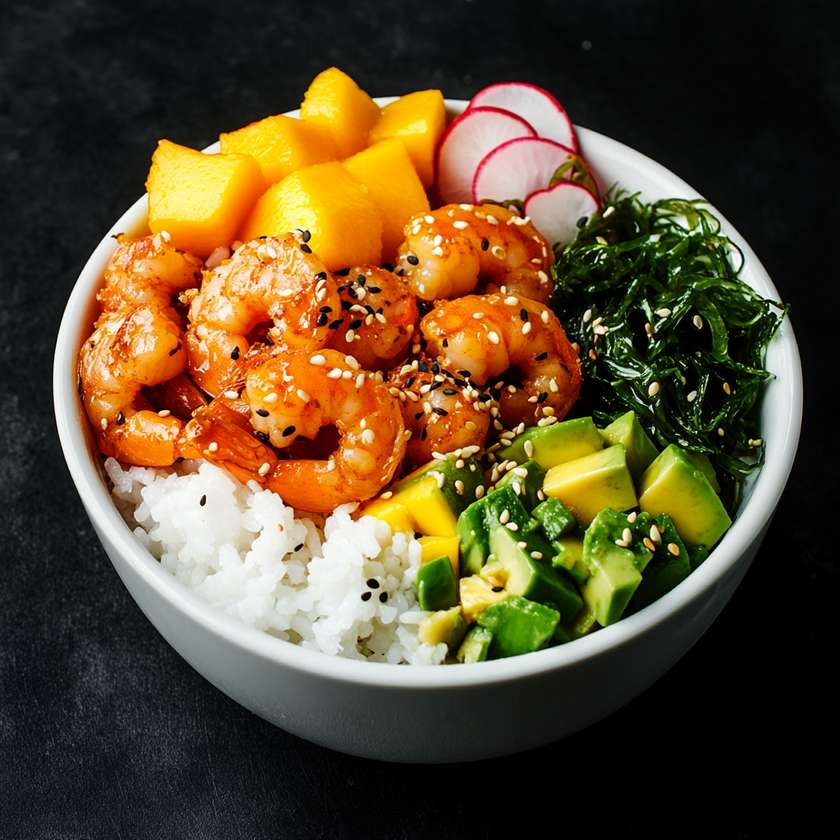 Salad bowl with shrimp