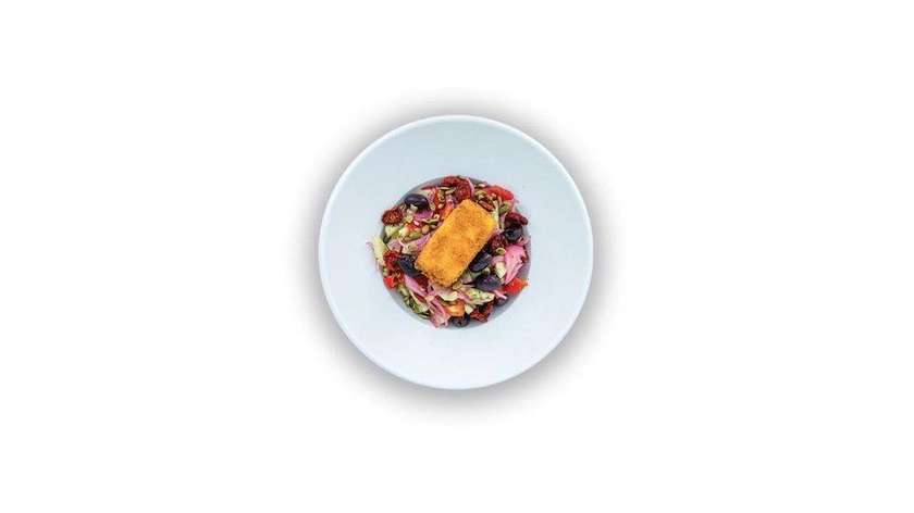 Greek Salad with Fried Goat Cheese