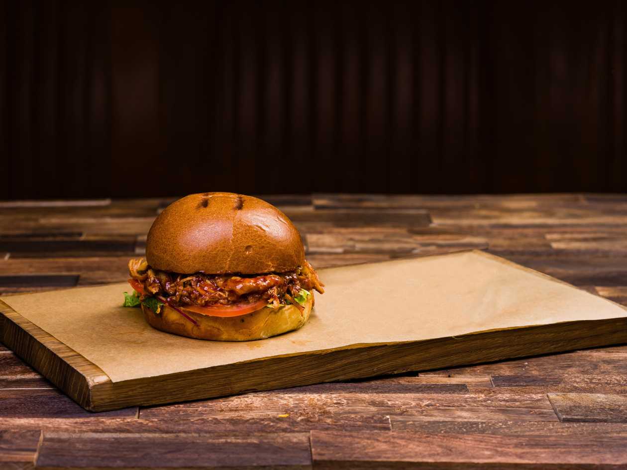 Burger with BBQ pulled pork