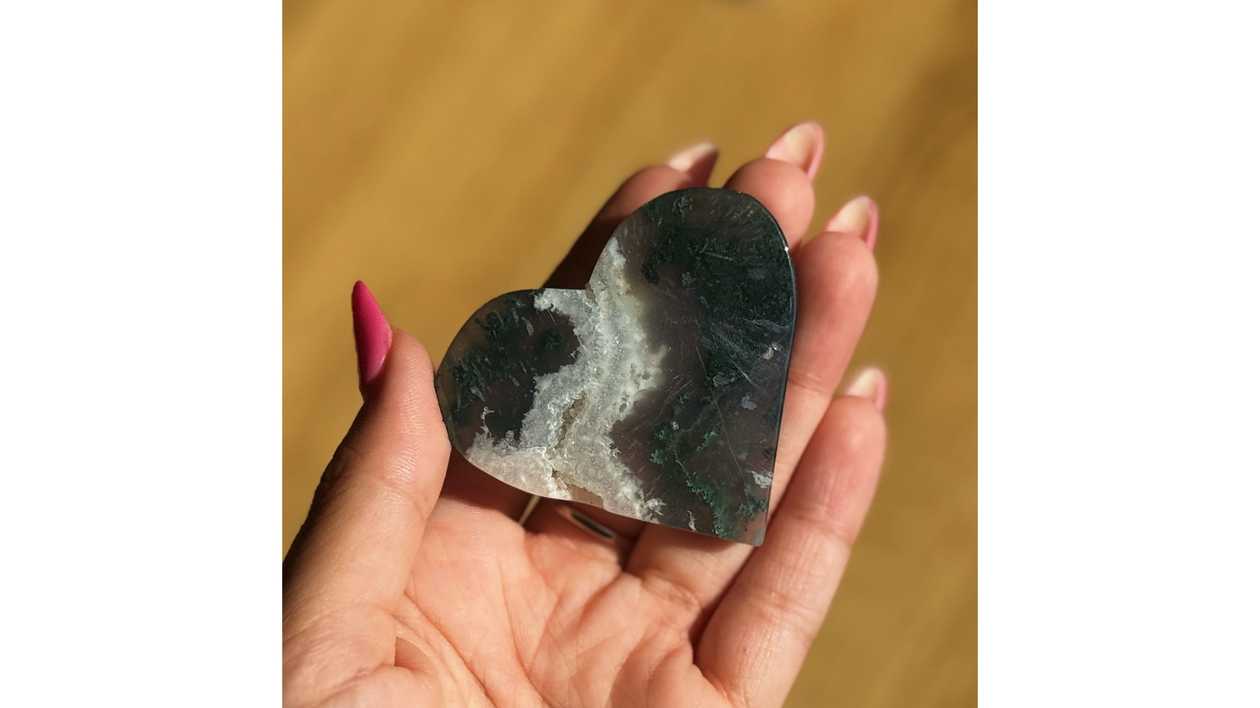 Forest Moss Agate Heart💚