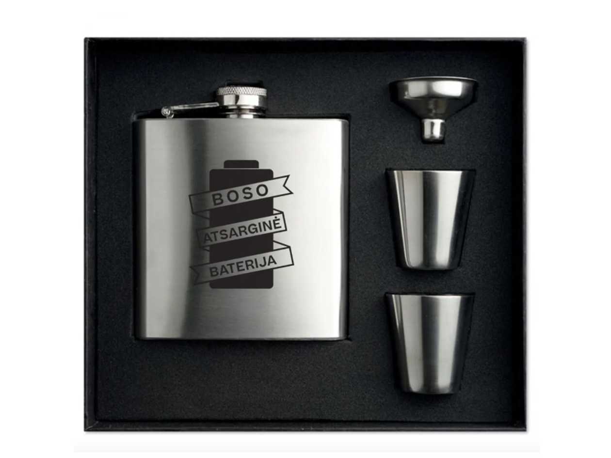Gertuvės rinkinys su taurelėmis ir piltuvėliu "Boso baterija" (180ml)