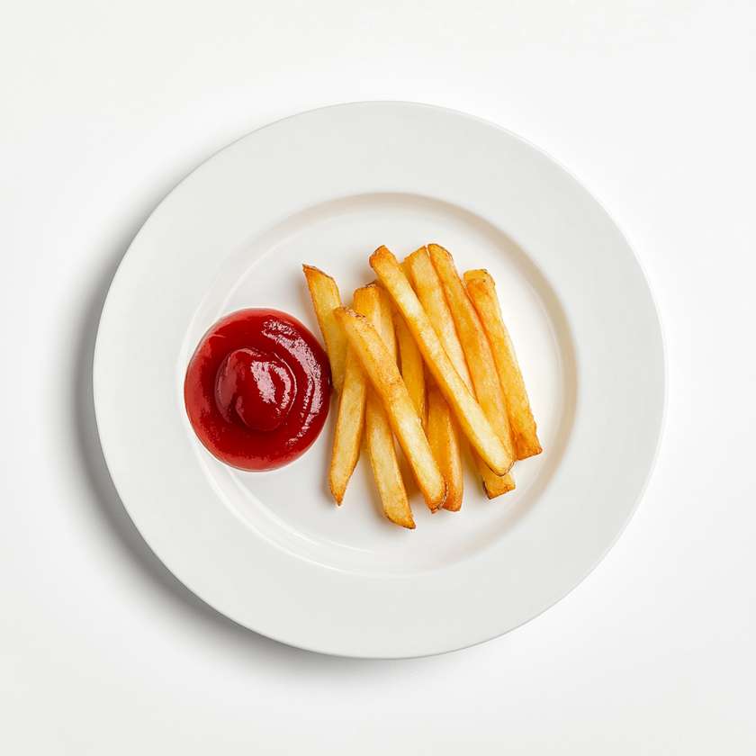French fries with tomato sauce
