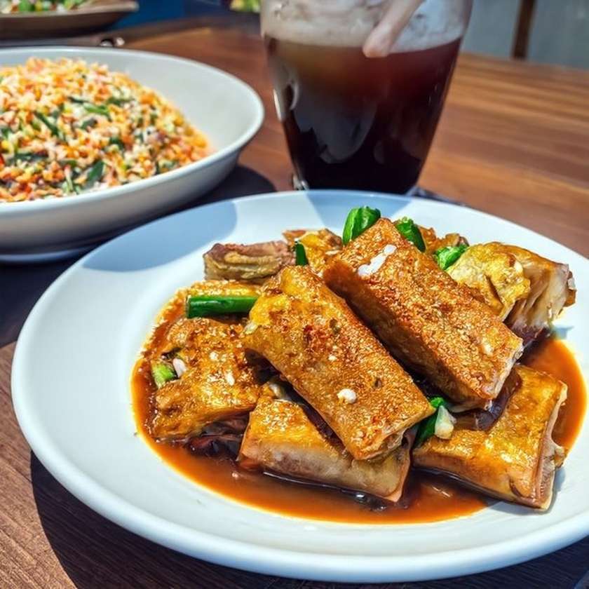 Sichuan tofu, rice