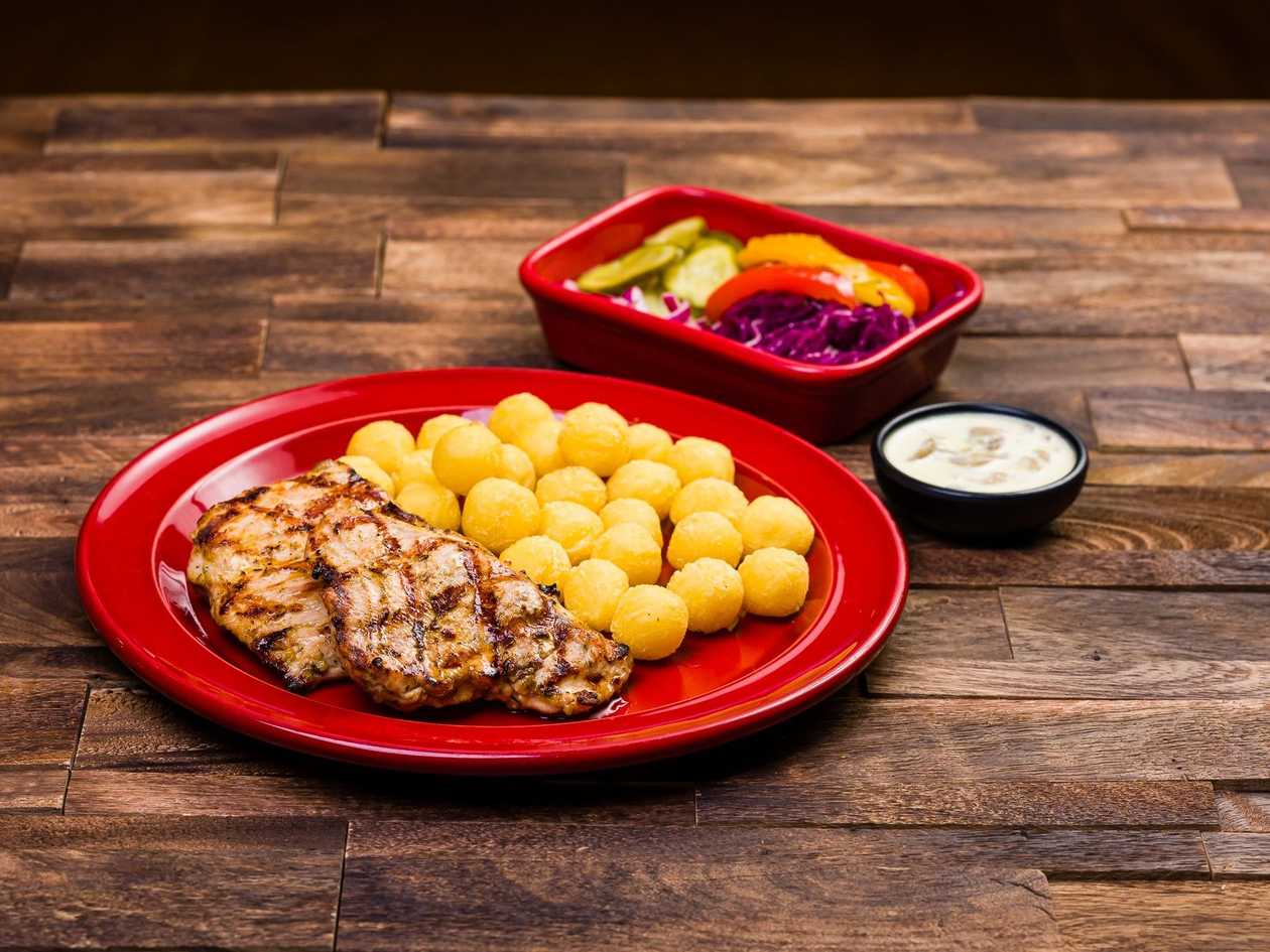 Turkey breast steak medium.Large serving in the photo