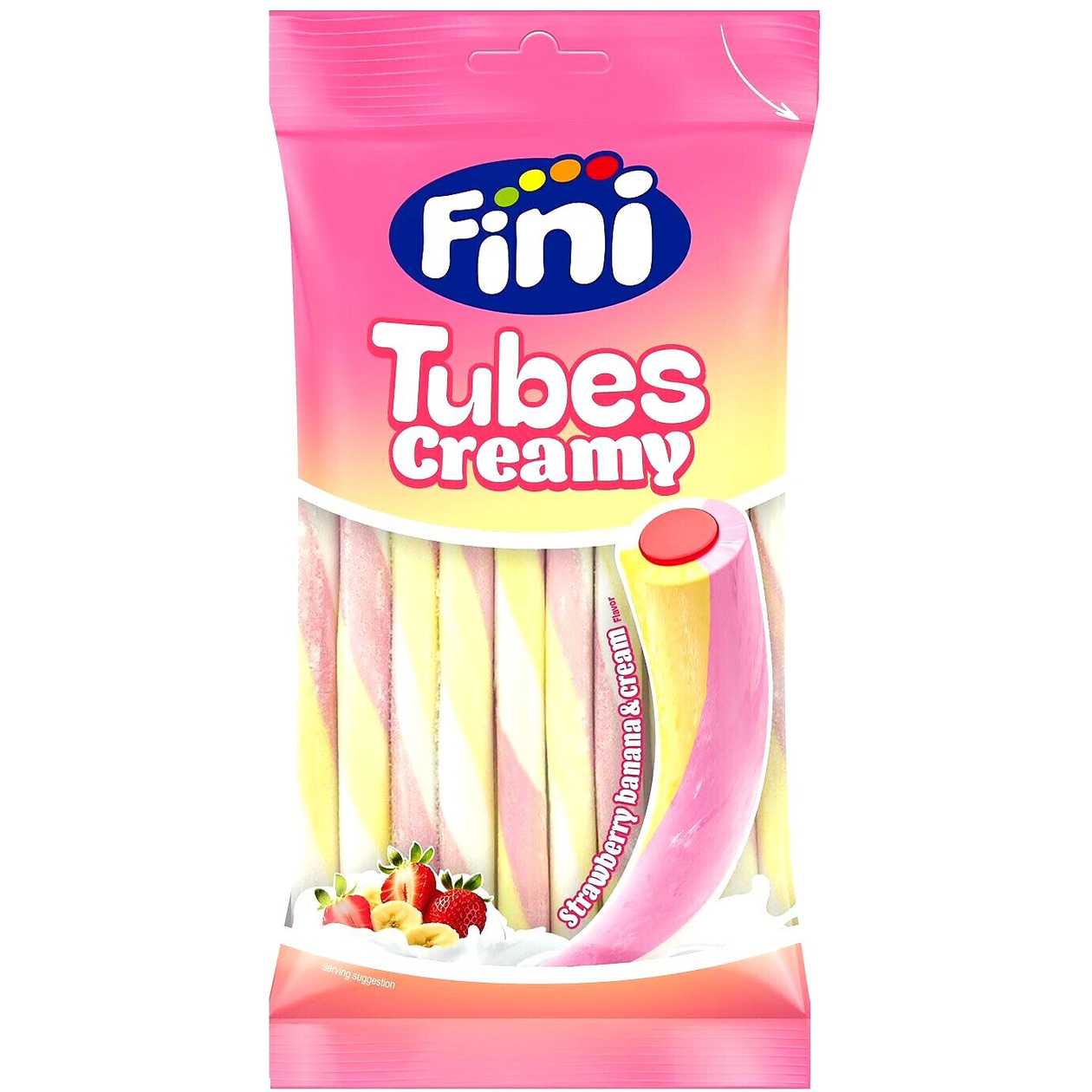 Creamy Strawberry Banana Tubes Fini Gummies 80G