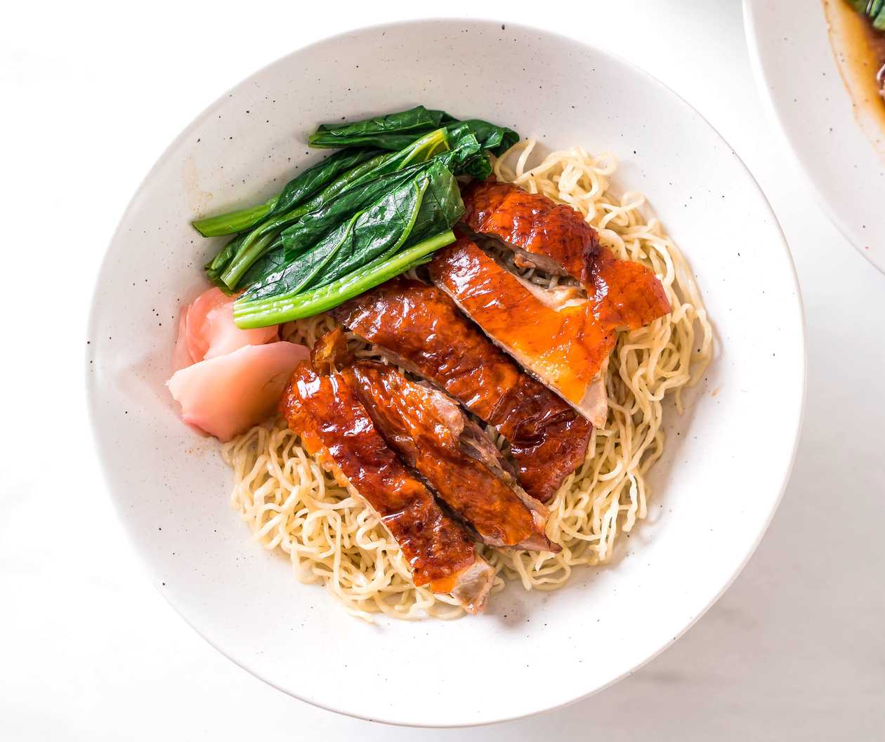 Roasted Chinese noodles with duck meat
