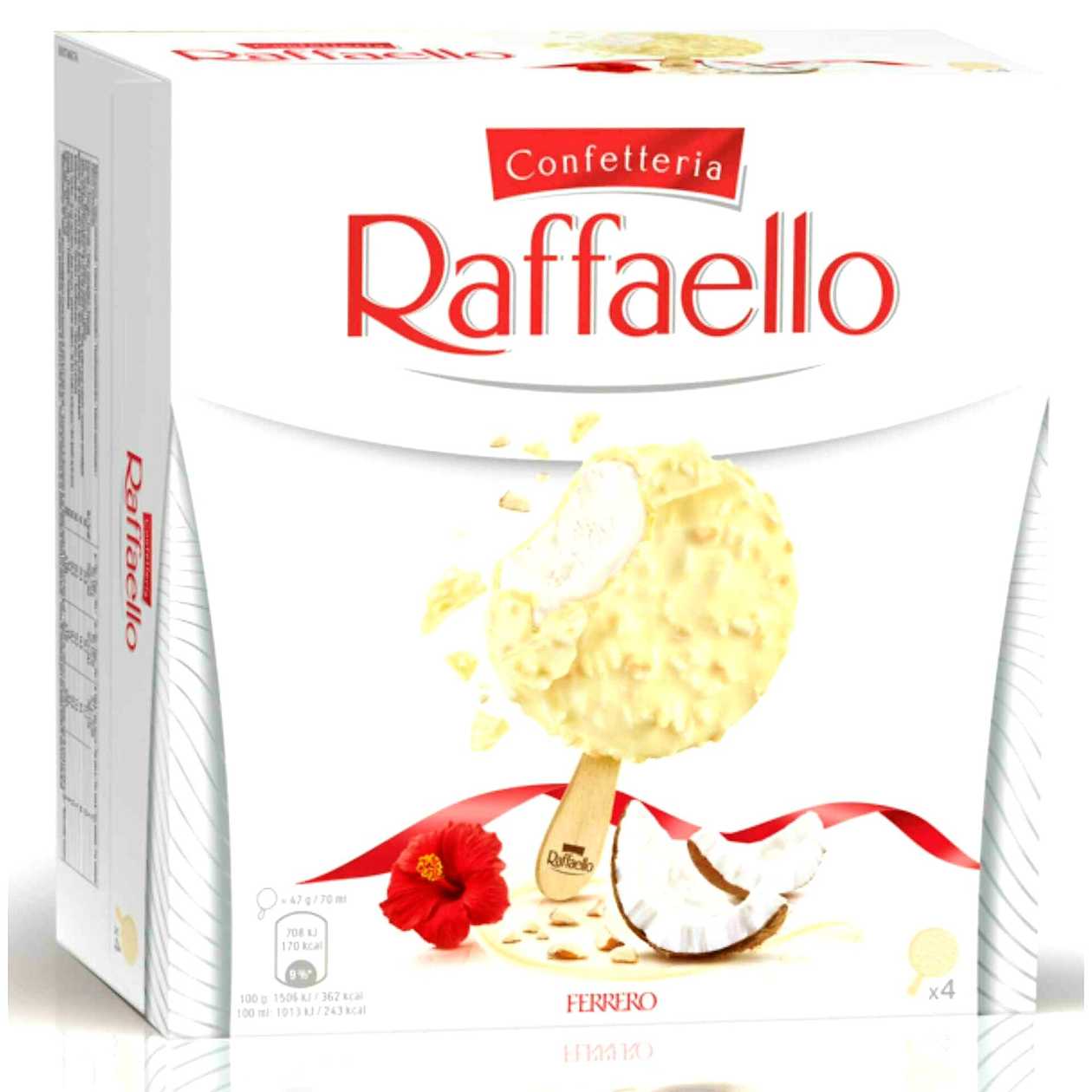 Raffaello Ferrero Original White Chocolate & Coconut Ice Cream Sticks (4 Pieces x 280g) Box