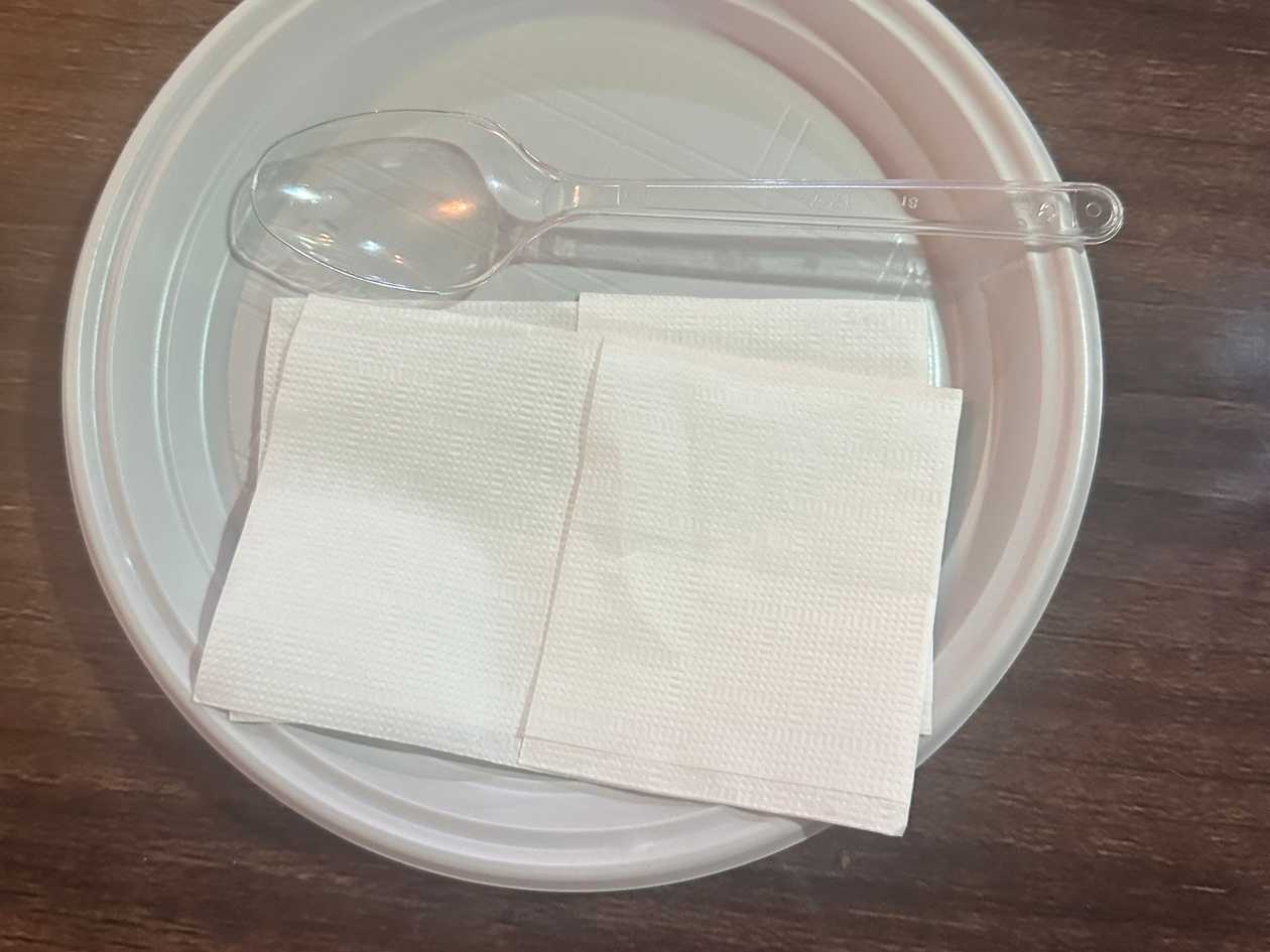 1 plate+ 1 spoon + 2 napkins