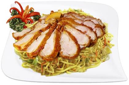 Fragrant Chicken Tempura with Canton Noodles and Yakitori Sauce