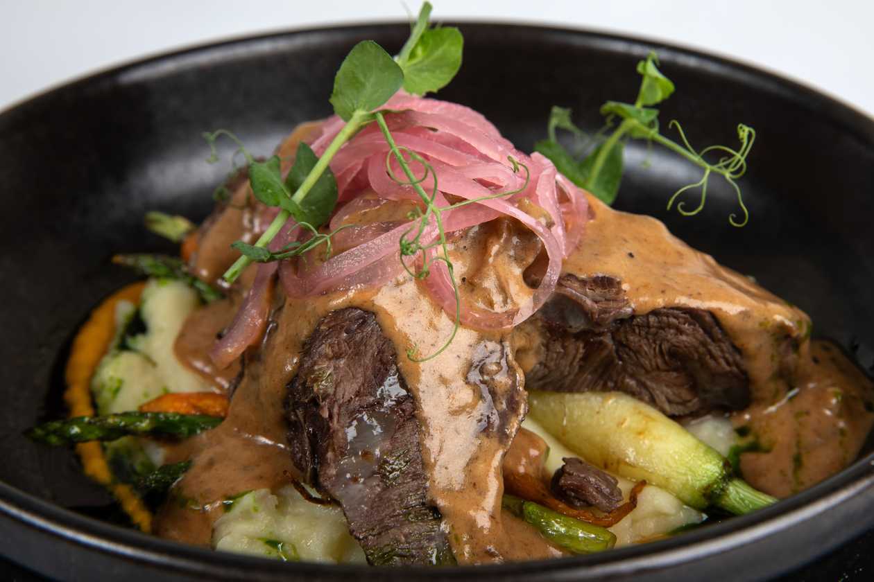 Beef cheek with truffle cream sauce