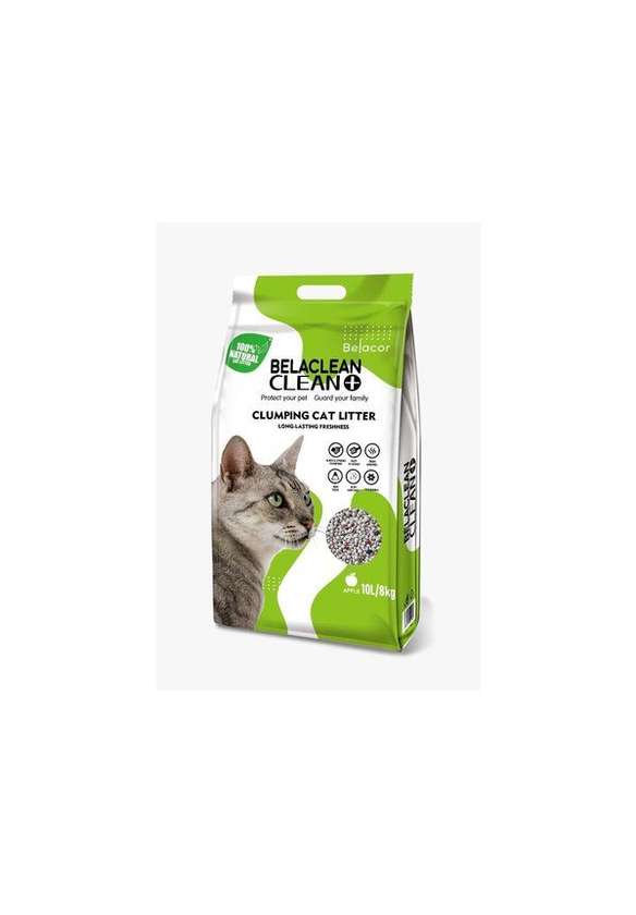 Belaclean apple clumping cat litter – комкующийся наполнитель с ароматом яблока, 10л / 8кг