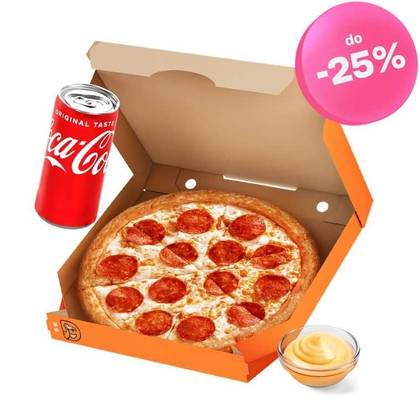 Pizza 25 cm z napojem 0,3 l oraz sosem