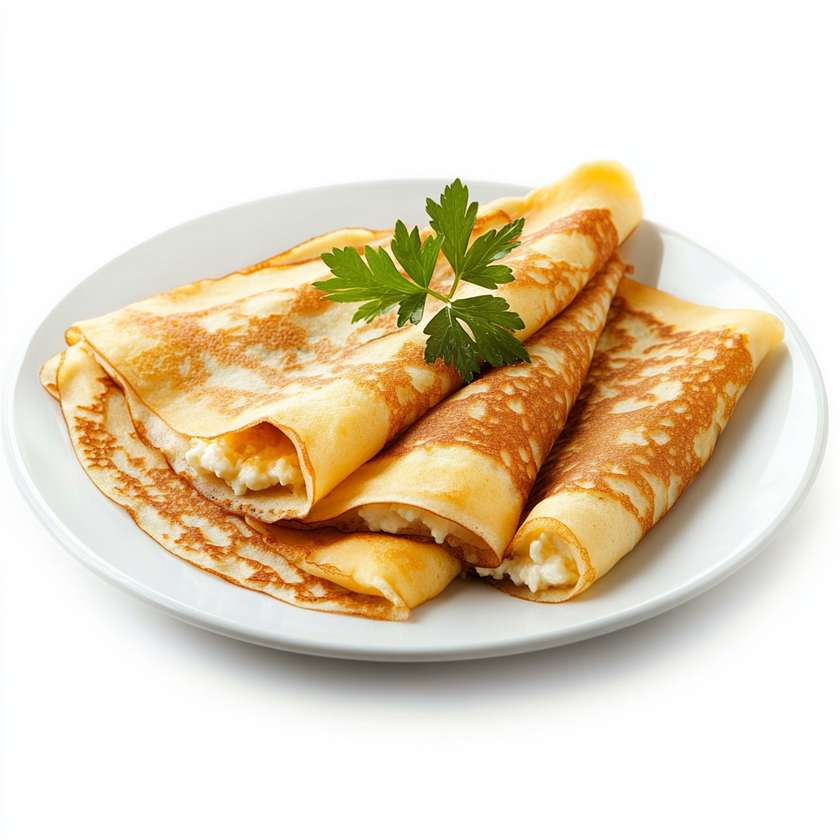 Crepes with curd cheese