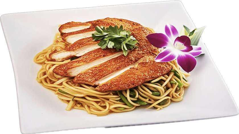 Kuřecí  steak s  nudlemi
