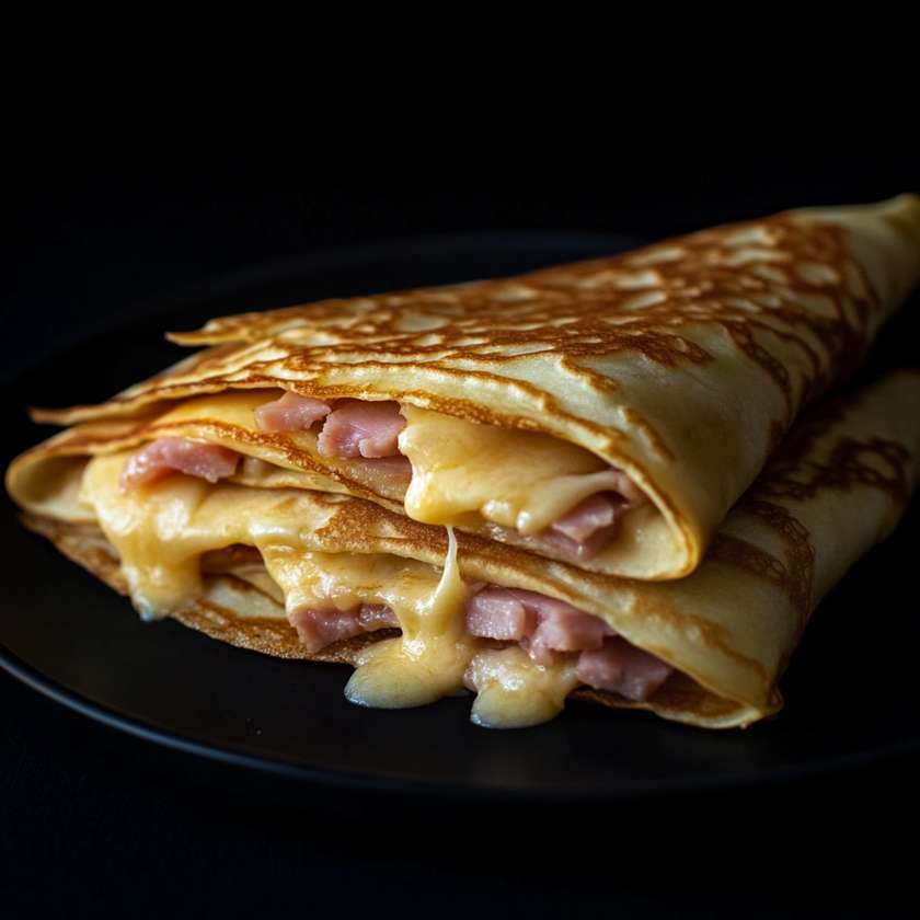 Pancakes with ham and cheese