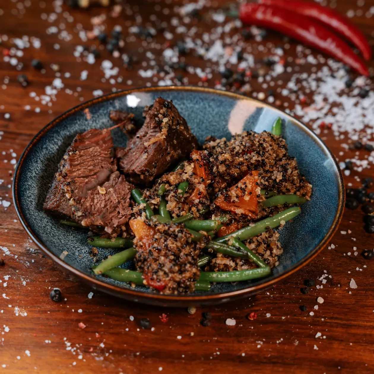 Braised Beef Cheeks with Quinoa and Butter
