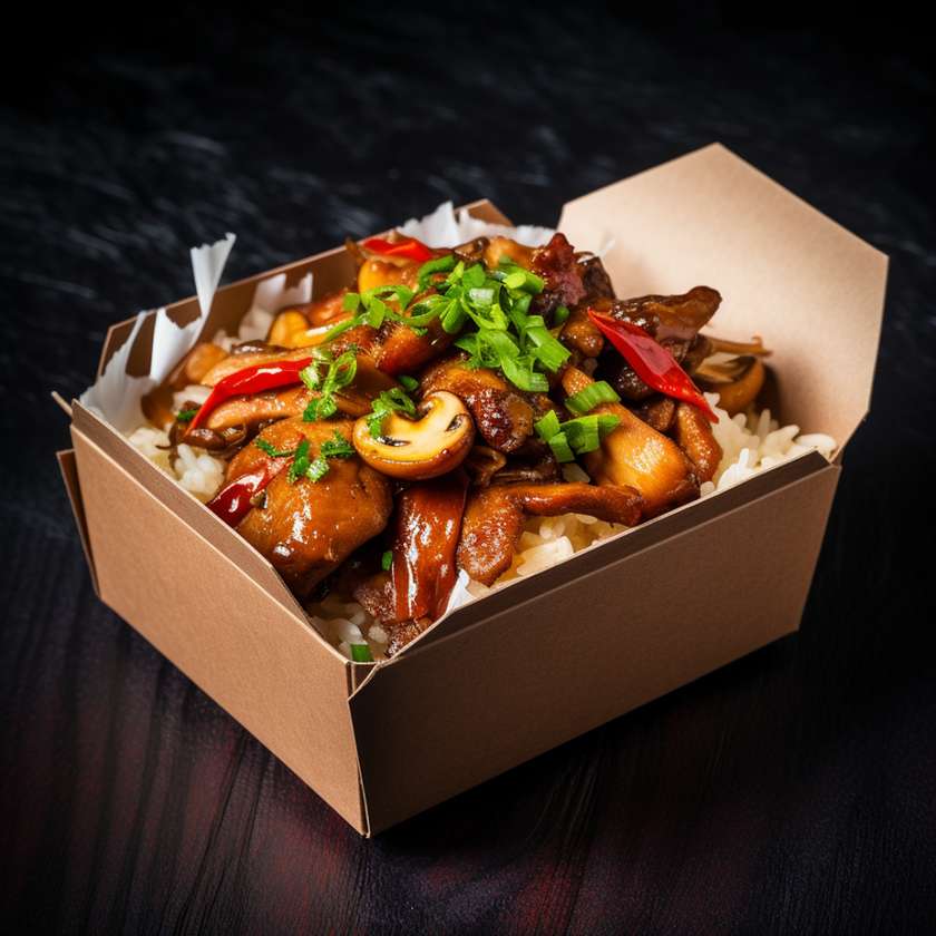Bamboo with mushrooms