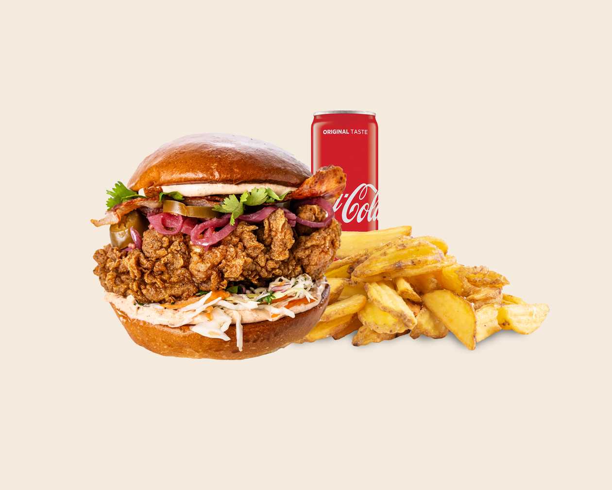 Menu | Chipotle Burger, Fries Crispers 130g, Soft Drink