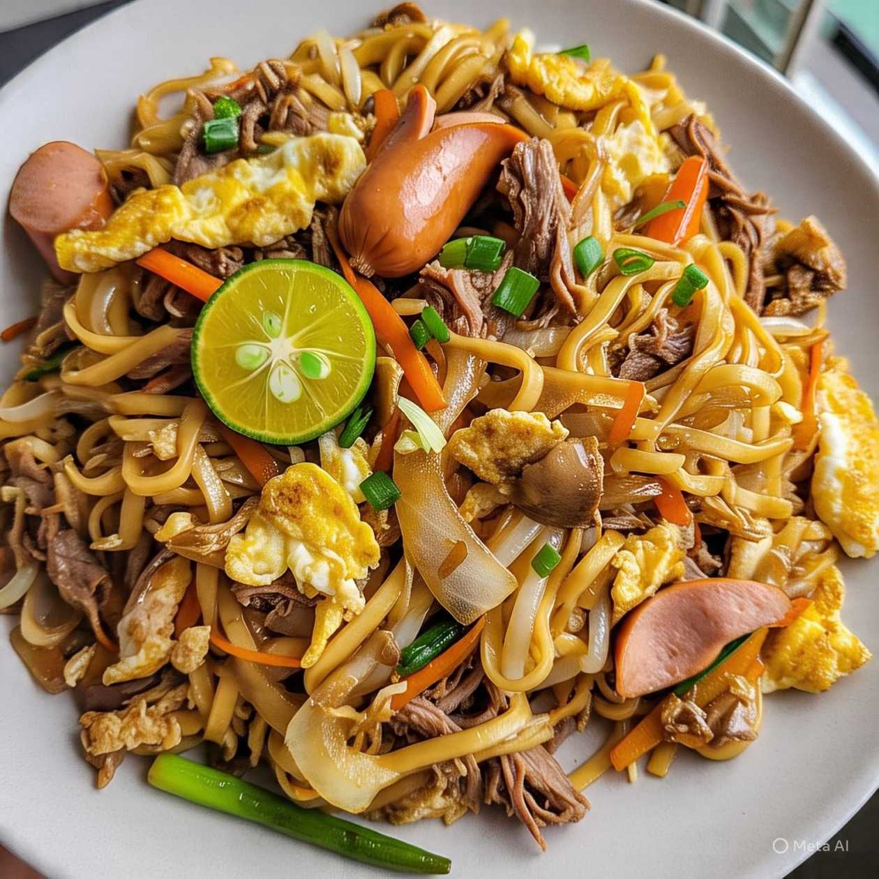 Fried noodles with teriyaki sauce