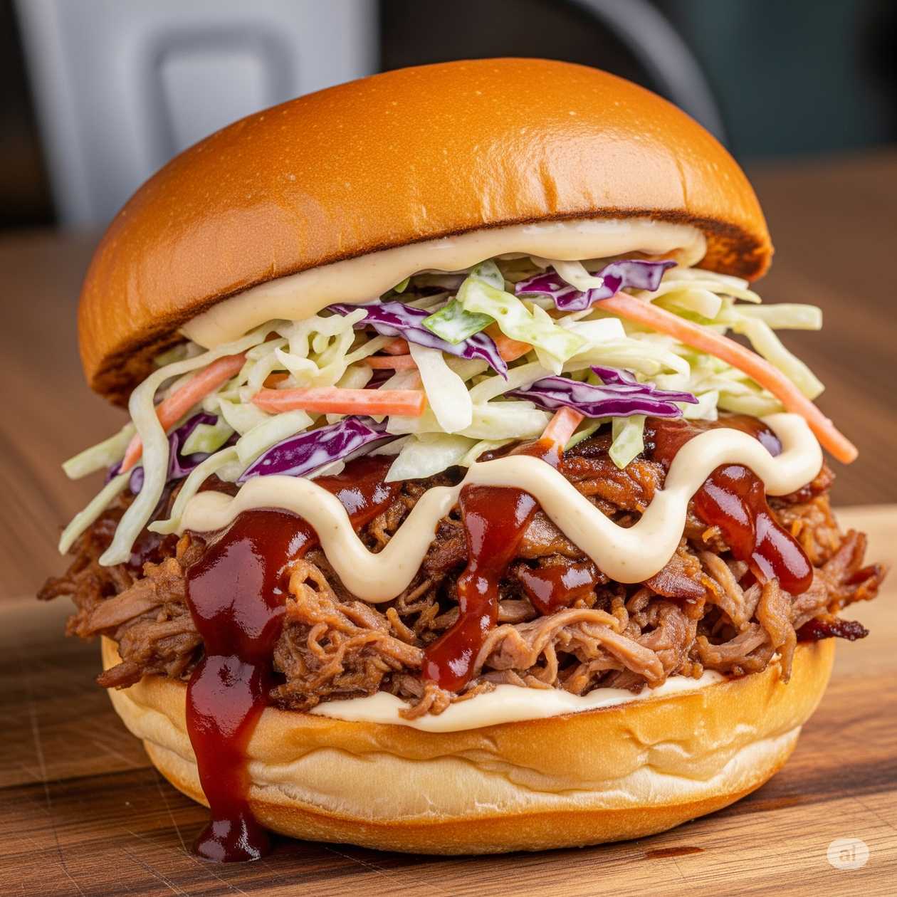 Pulled pork sandwich single