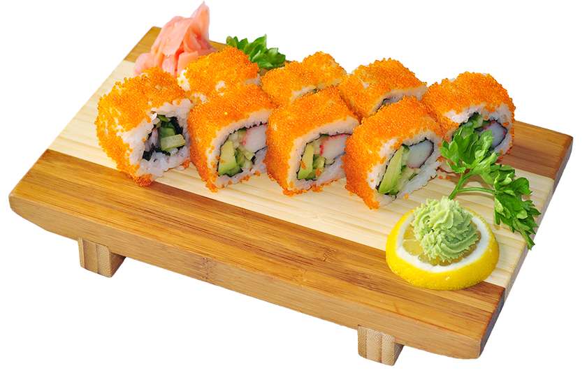 California Maki (Avocado, Cucumber, Crab, Black Sesame)