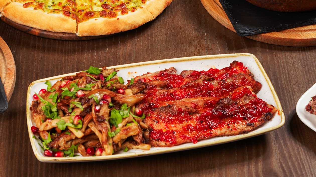 Pork bacon with chilli jam.