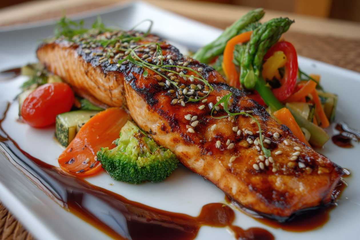 N05 Fried salmon with teriyaki sauce