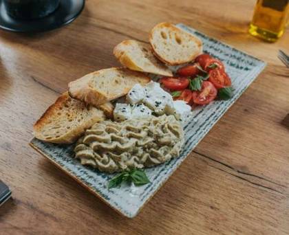 Eggplant with Feta Cheese and Cherry Tomatoes