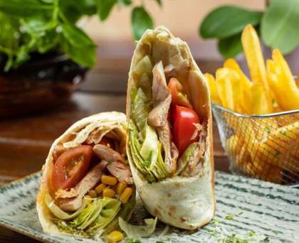 Burrito with Chicken Breast and French Fries