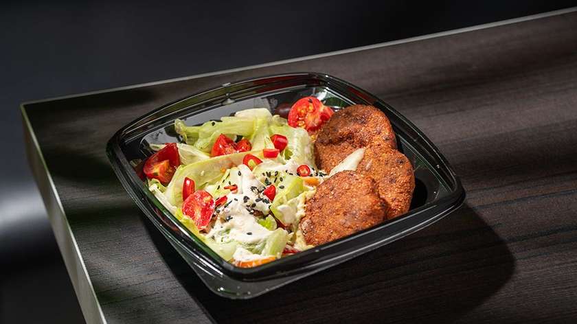 falafel salad with hummus dressing