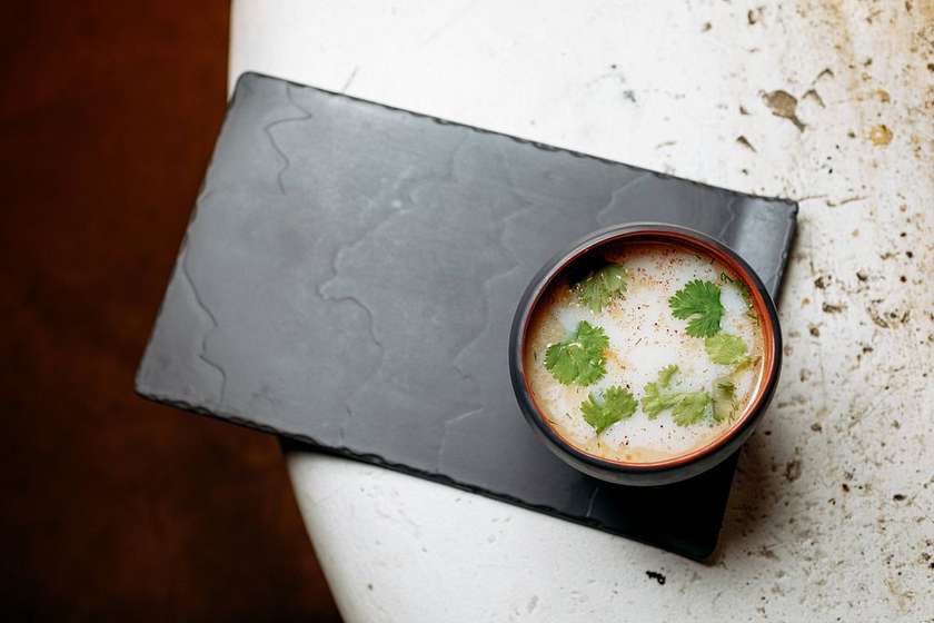 Рибний батумський суп з сьомгою та вершками/Batumi fish soup with salmon and cream