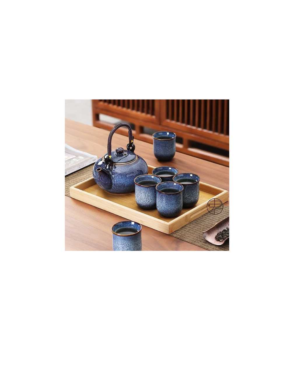 Reactive Blue Tea Set For 6