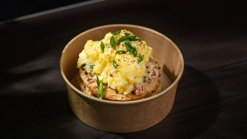 scrambled eggs with avocado.