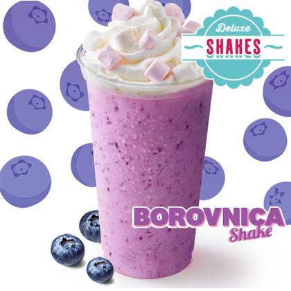 Borovnica shake sa šlagom i marshmallows 500 ml
