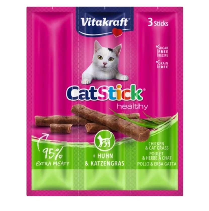 Vitakraft Cat Stick Mini Kabanos with Chicken and Grass 3x18g