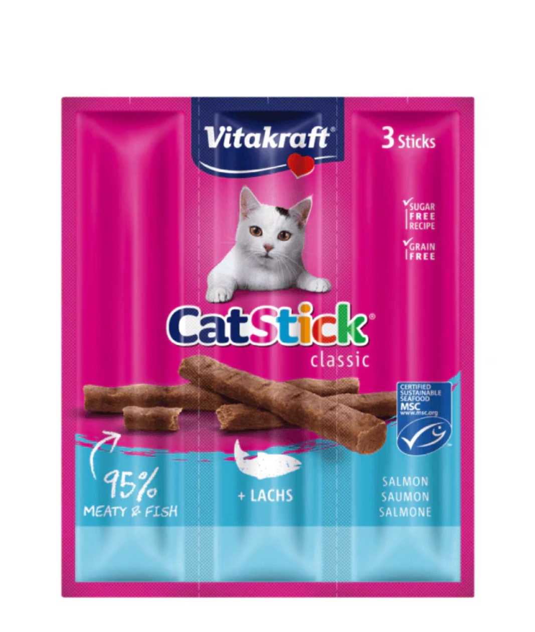 Vitakraft Salmon Sticks Cat Treats 18g - 3 sticks
