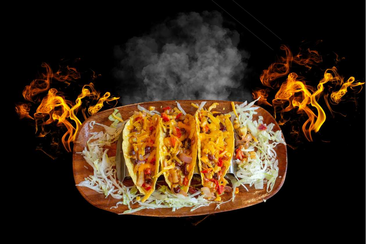 Vegetarian taco 200g (Mix of sautéed vegetables, cheddar cheese, all in taco sheet)