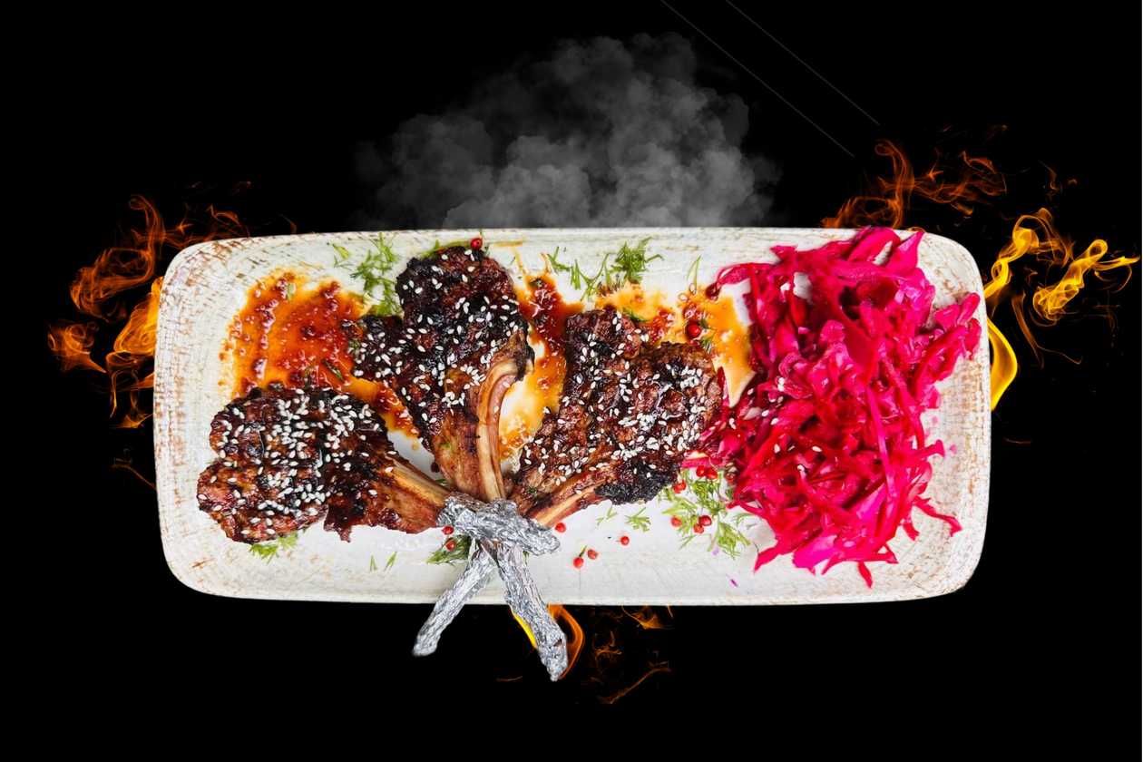 Sticky mutton chops with soy , 200g
