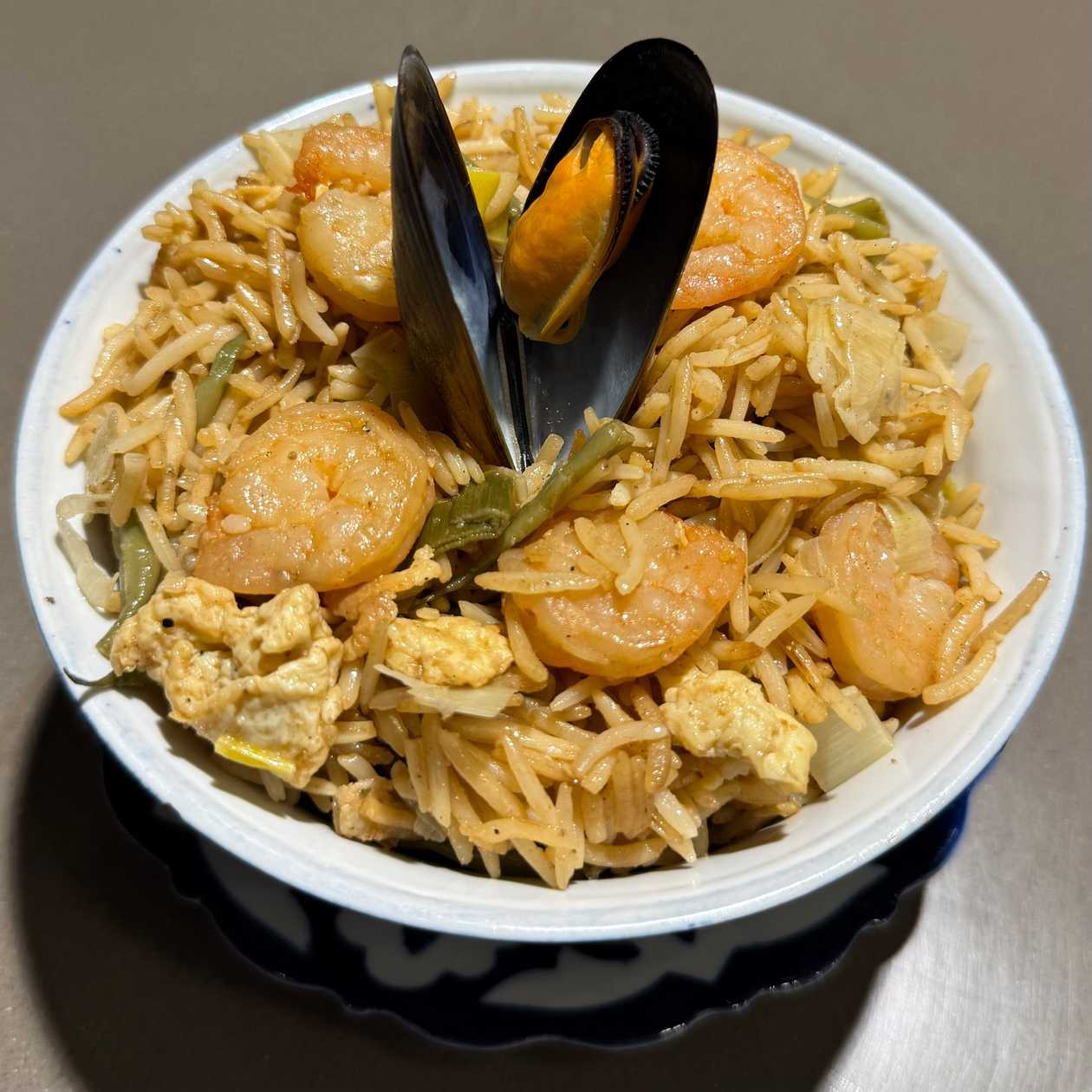 Plov with seafood
