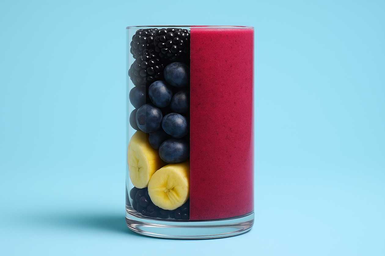 Raspberry, currant, blueberry, banana