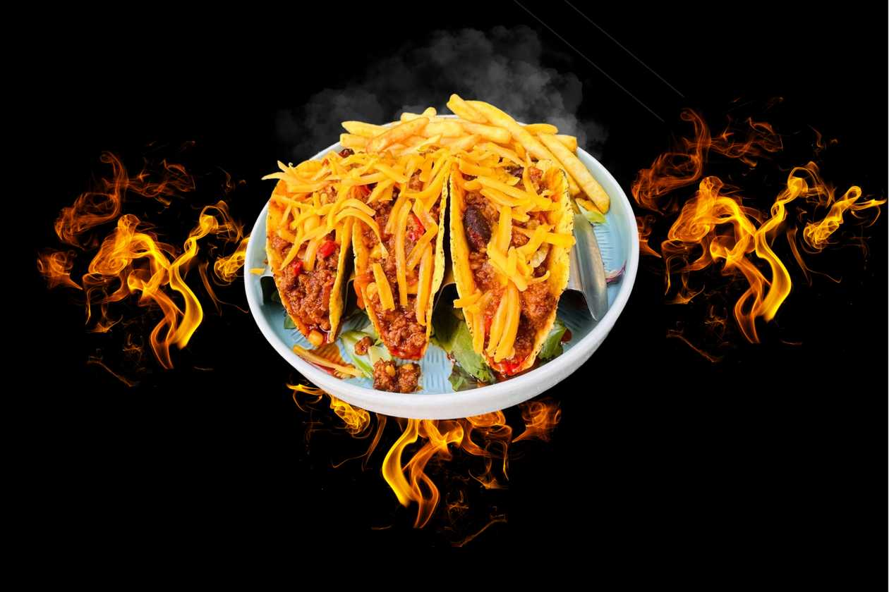 Taco con beef, 300g (Minced meat with spicy chilly sauce in taco sheet)