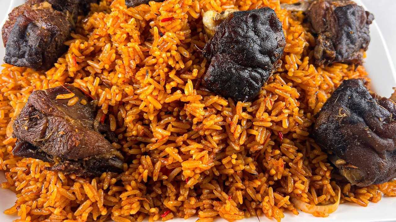 Goat Meat with Jollof or Fried Rice