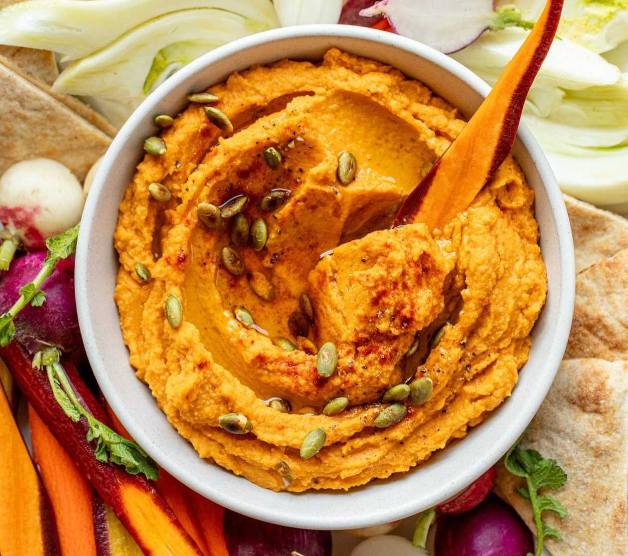 Fresh dip - hummus cu cartof dulce si cruditati 350 gr