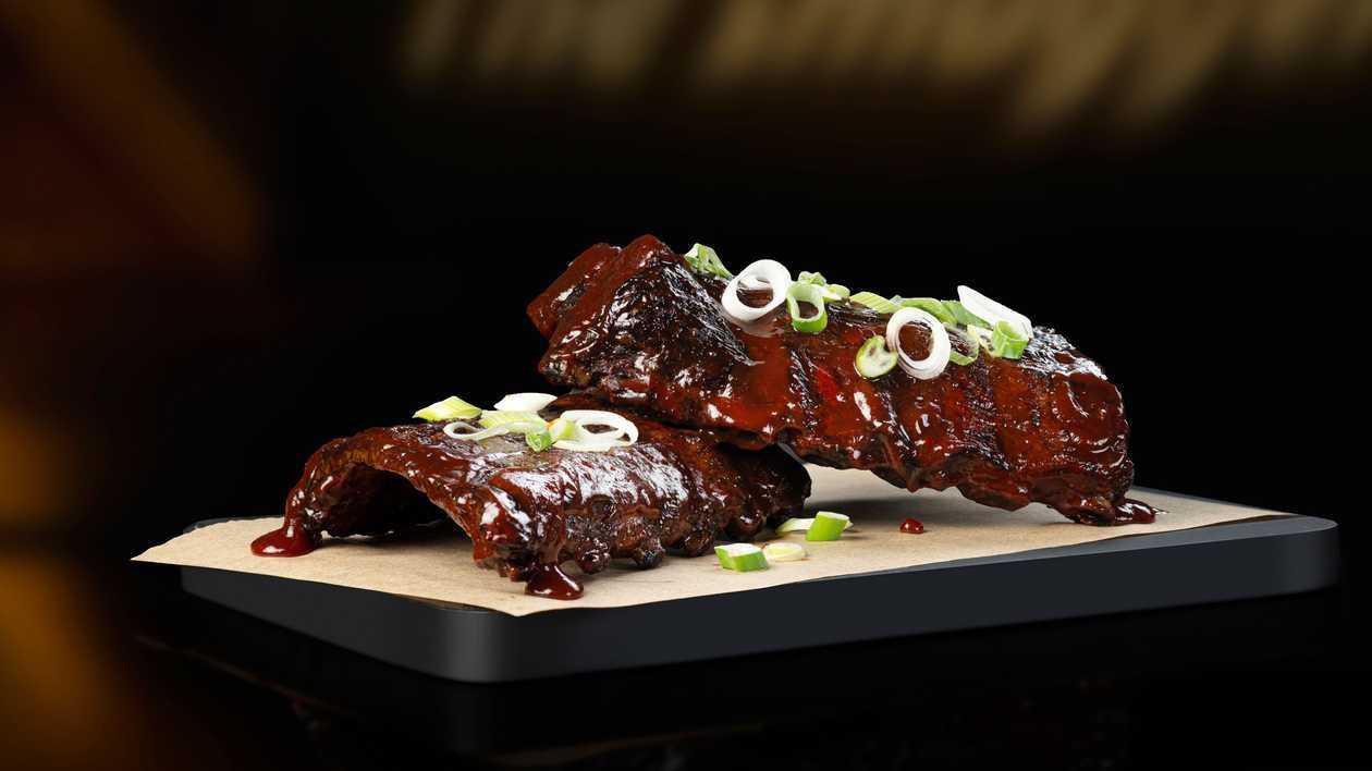 Bbq glazed Spanish pork spare ribs Full rack
