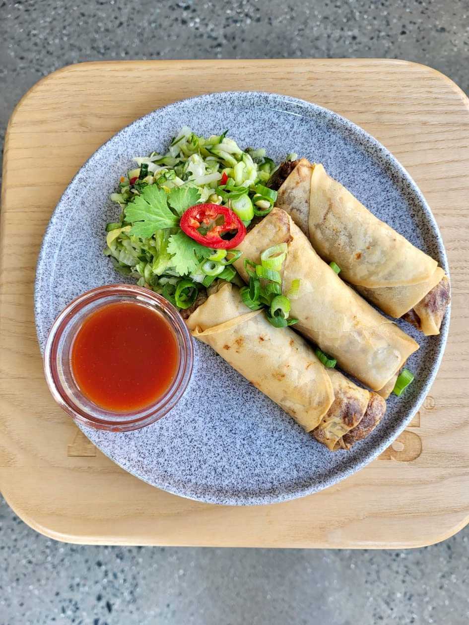 Chicken Rolls with Mung Bean Sprouts, Mushrooms, and Vegetables