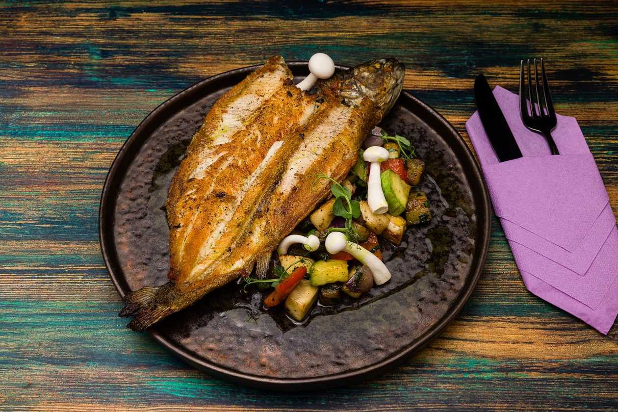 Trout with ratatouille vegetables