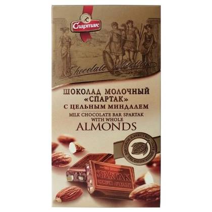 CIOCOLATA CU LAPTE CU MIGDALE 90GR SPARTAK