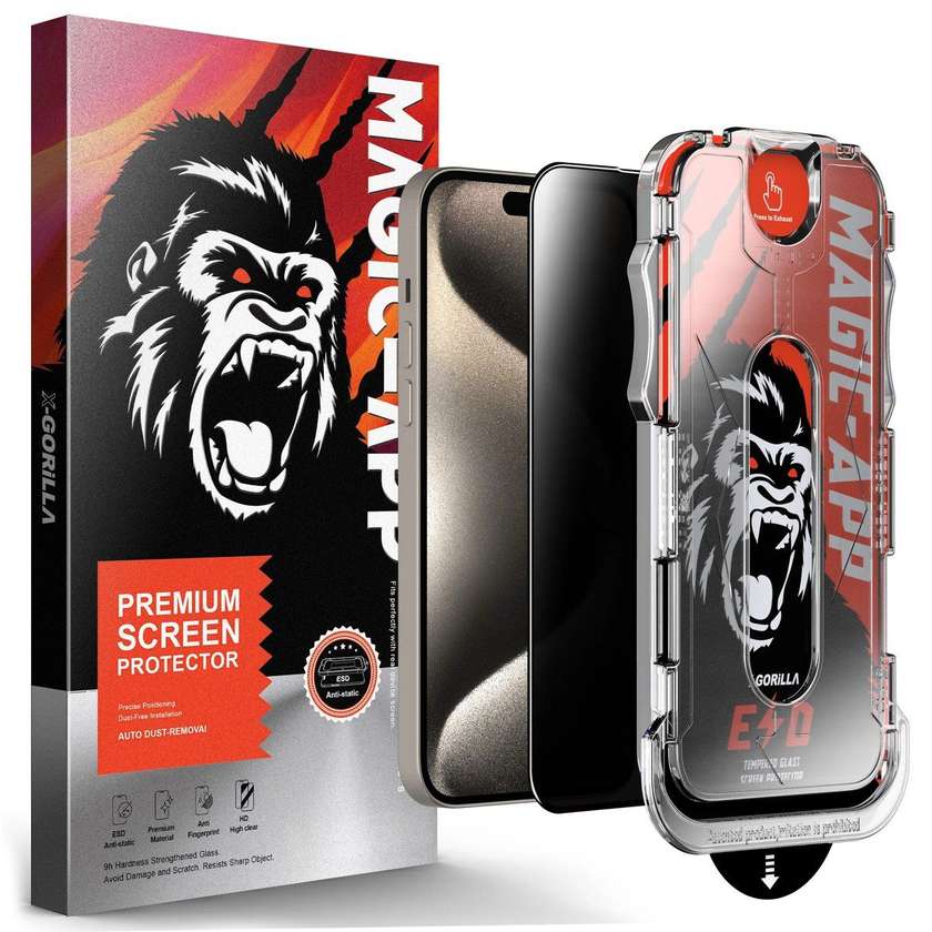 ბრონი აიფონისთვის X-Gorilla Series Magic-App HD Tempered Glass